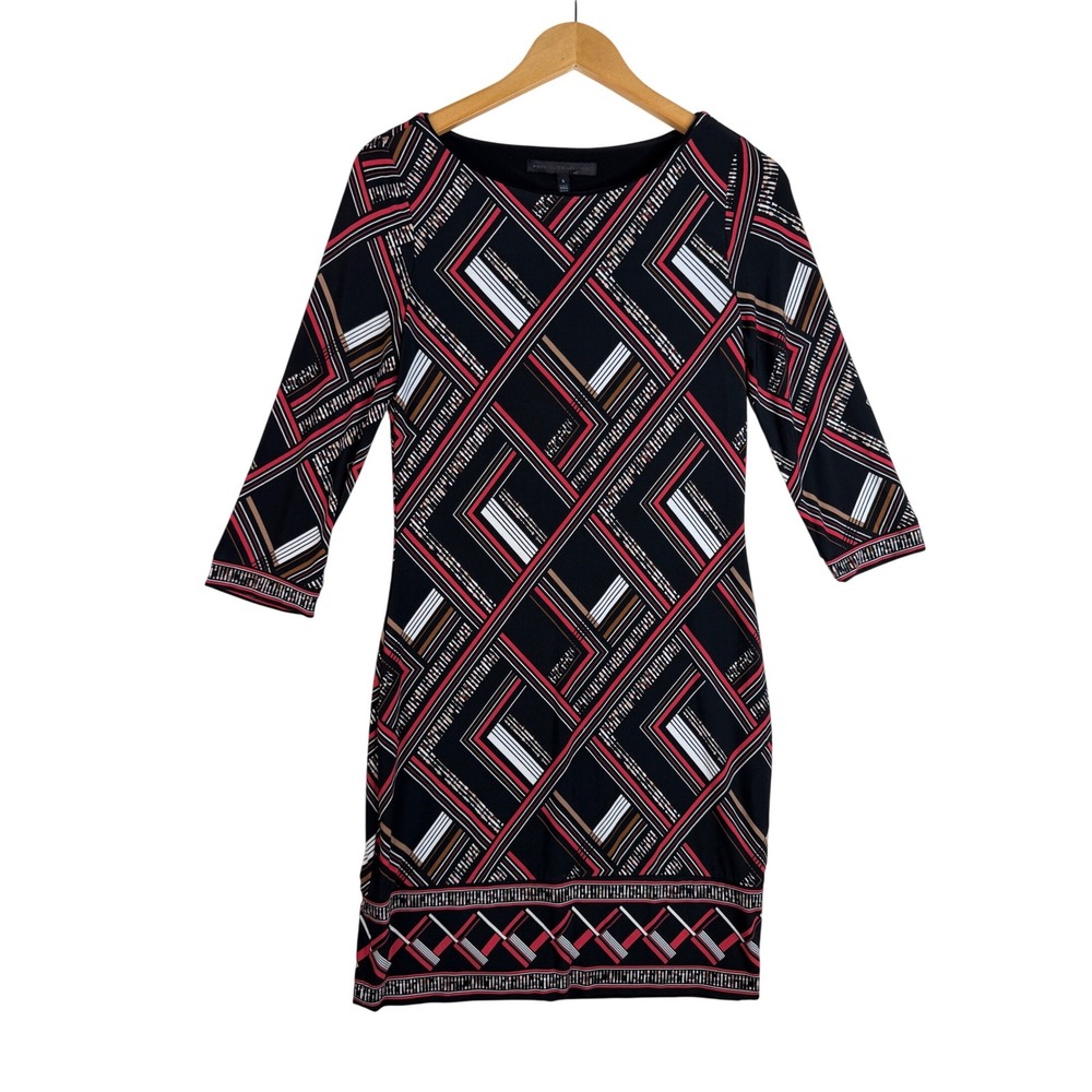 White House Black Market Geometric Diamond Pattern Half Sleeve Dress size Small